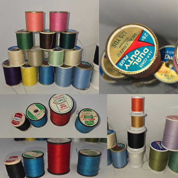 Vintage Green Wood Sewing Box w/ Spool Caddy 70+ Thread Spools JP Coats TG&Y - Picture 5 of 16